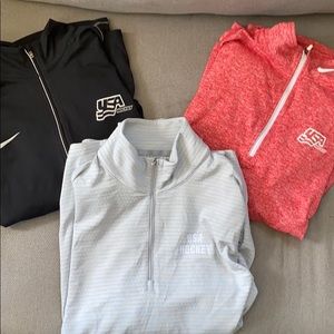 Nike dri-fit quarter zips (3) w/ USA Hockey logo